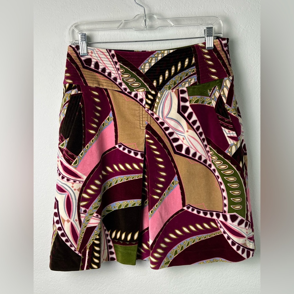 Etcetera Velour Velvet Cotton Spandex A-line Party Evening Office Skirt